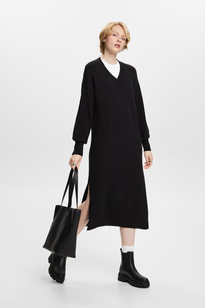 Strick-Midikleid aus Wollmix
