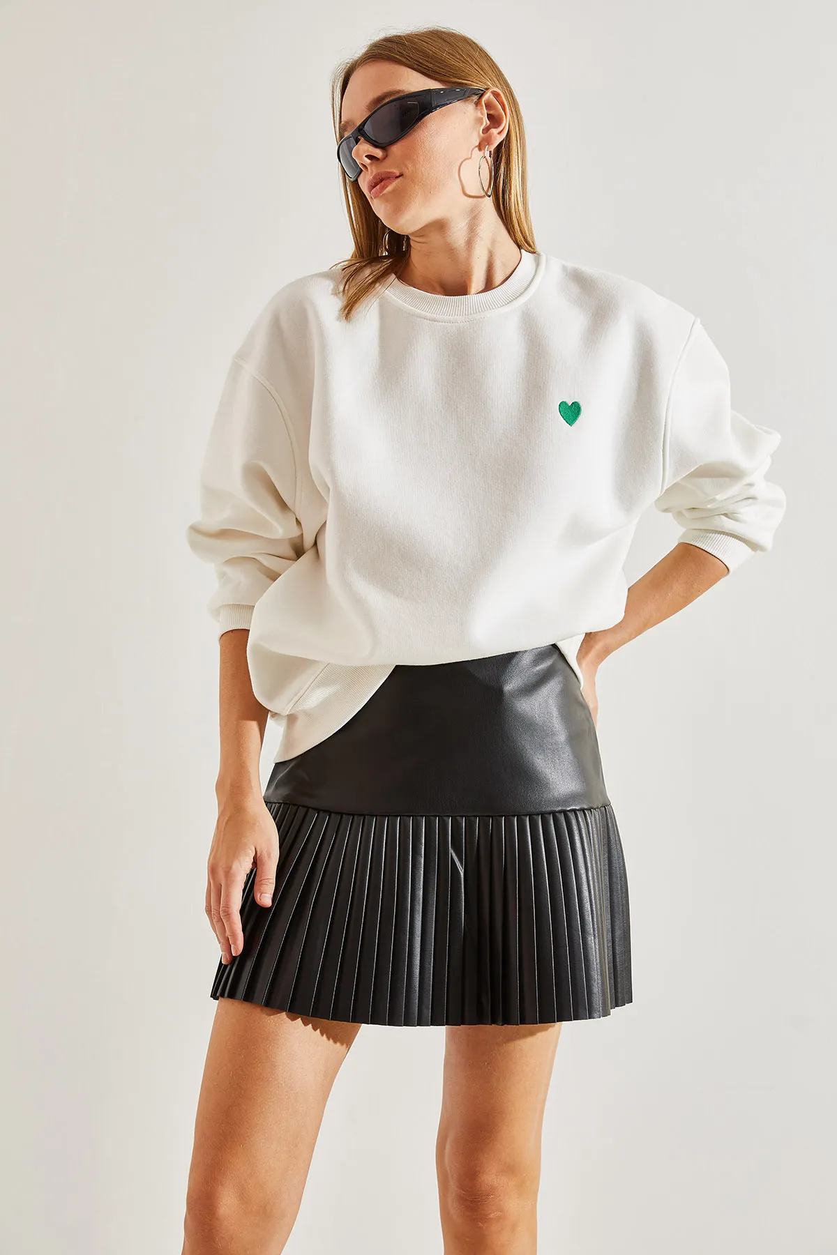 Bianco Lucci  Faltenrock aus Leder für Damen