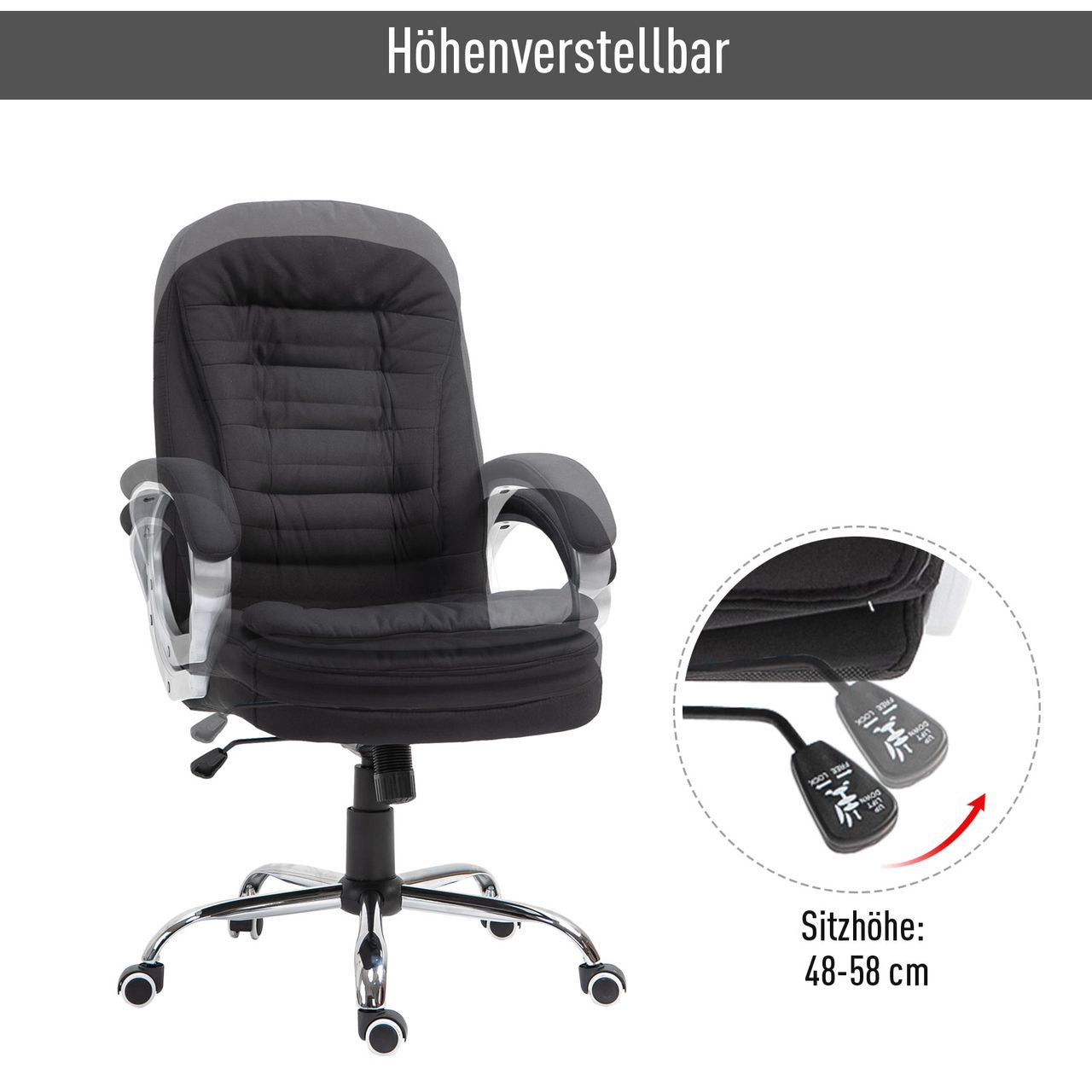 Vinsetto Bürostuhl Arbeitsstuhl Schreibtischstuhl Drehstuhl höhenverstellbar