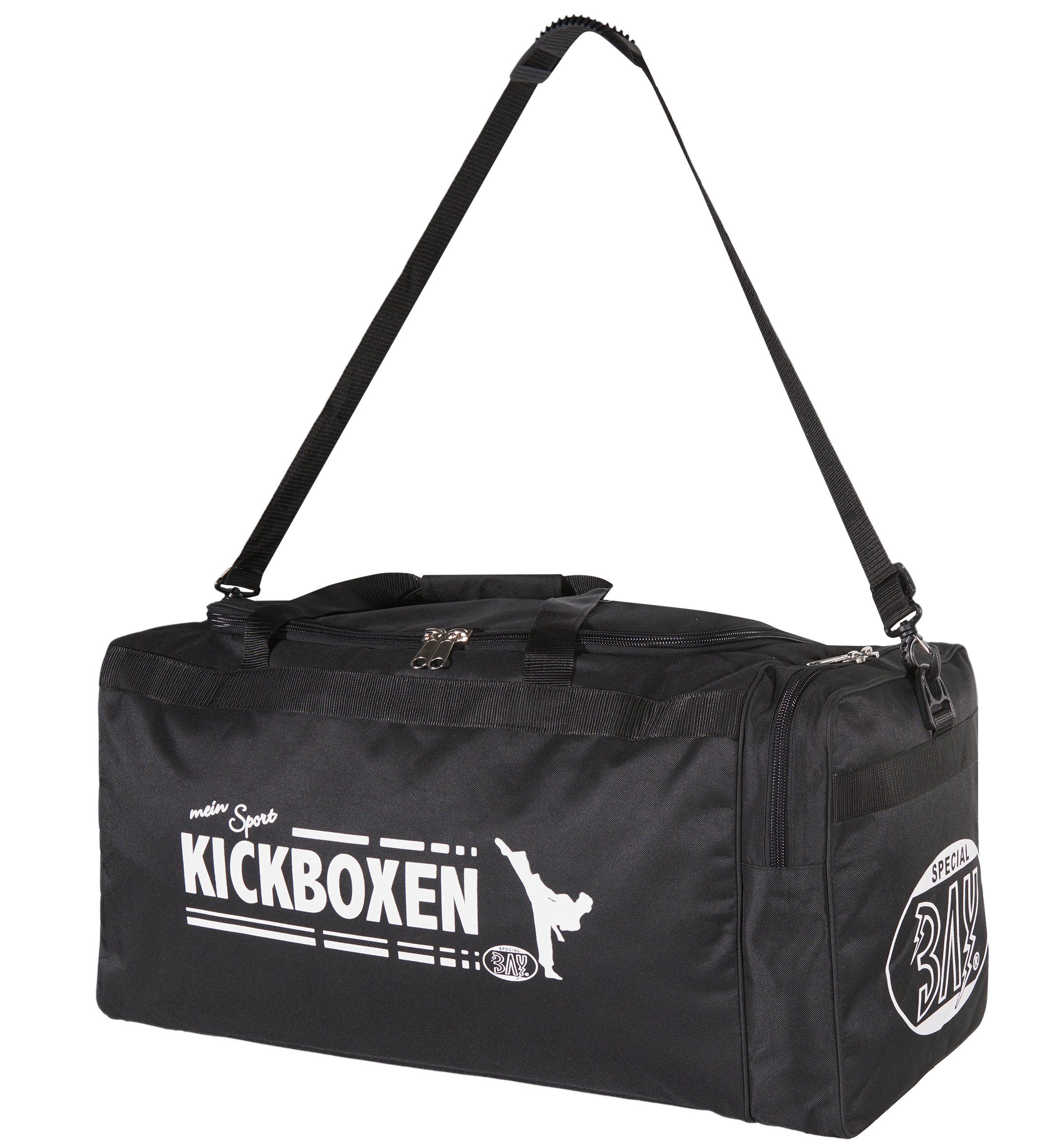 BAY-Sports Sporttasche Mein Sport Kickboxen Tasche Kampfsport Trainingstasche groß Kick-Boxen (Ihre Leidenschaft), 70 cm, XL, Aufwändig bedruckt, Seitenfächer, Schultergurt