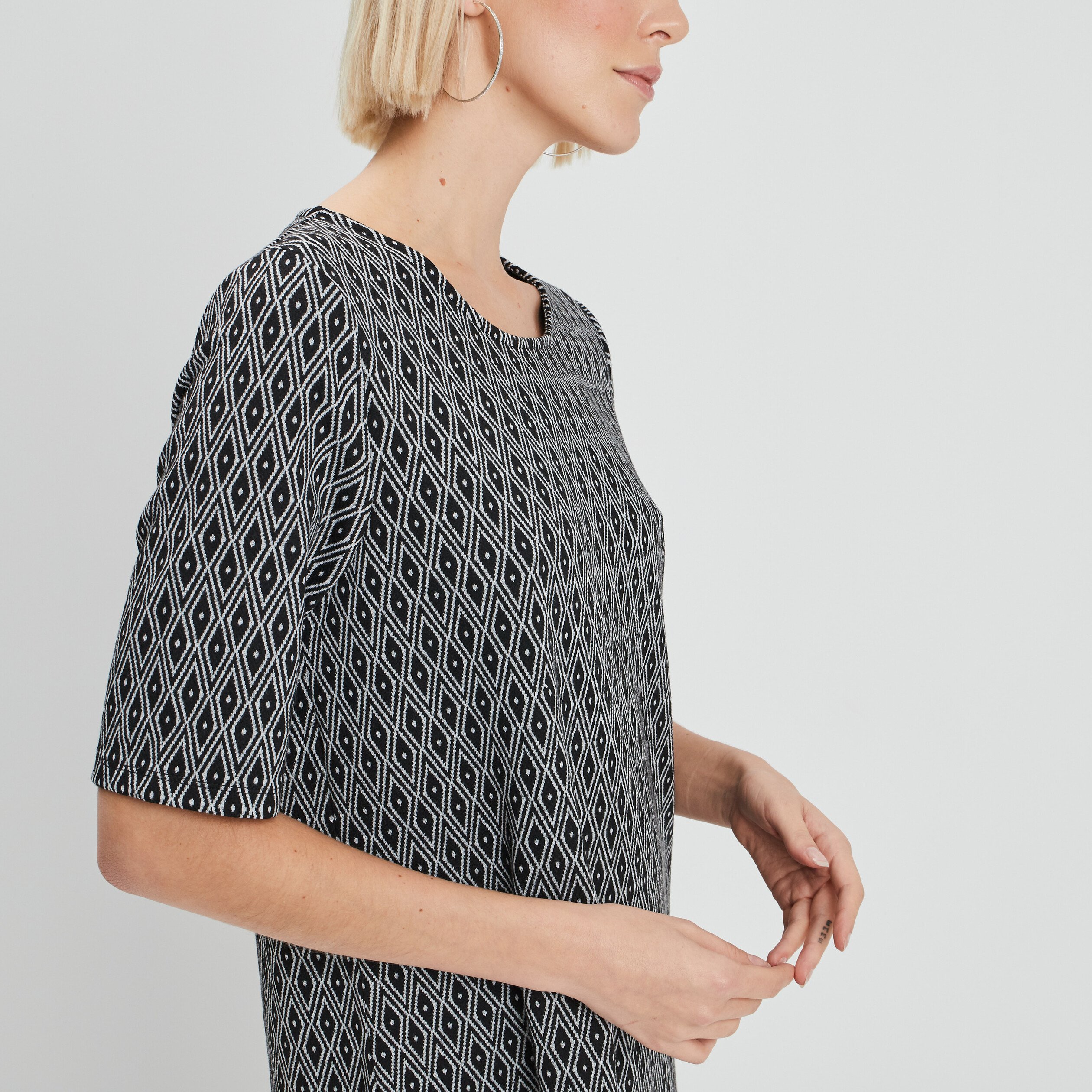 Robe droite manches courtes noir femme | La Halle