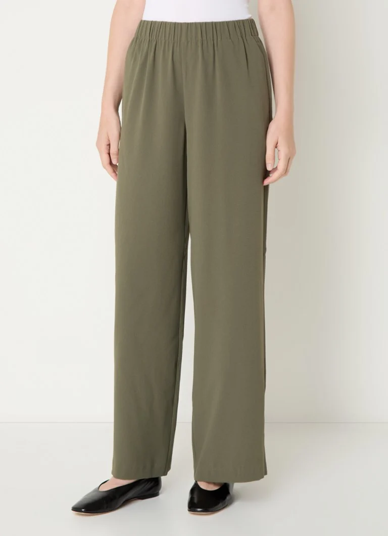 Pantaloni Tinni da donna a vita alta e gamba larga con tasche laterali, modello Selected
