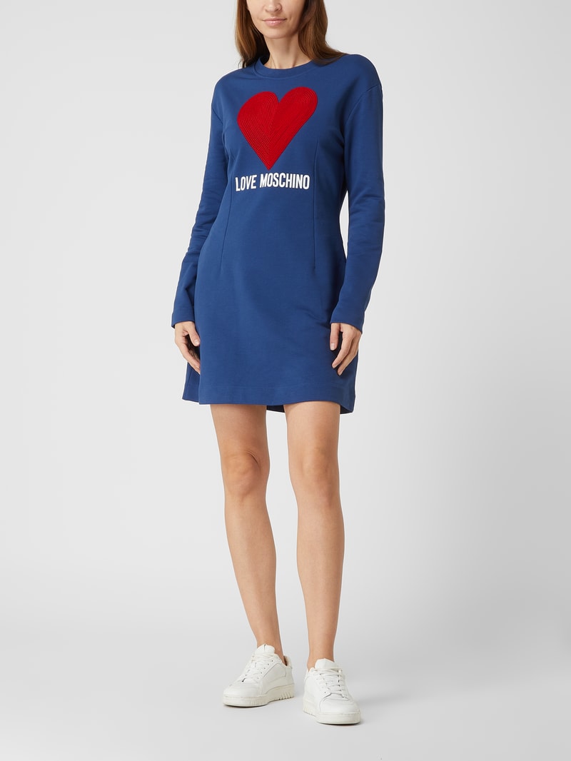 Sweatkleid mit Pailletten in blau