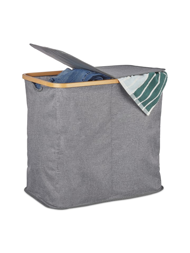 relaxdays Wäschekorb in Grau - (B)54 x (H)50 x (T)33,5 cm günstig kaufen onesize