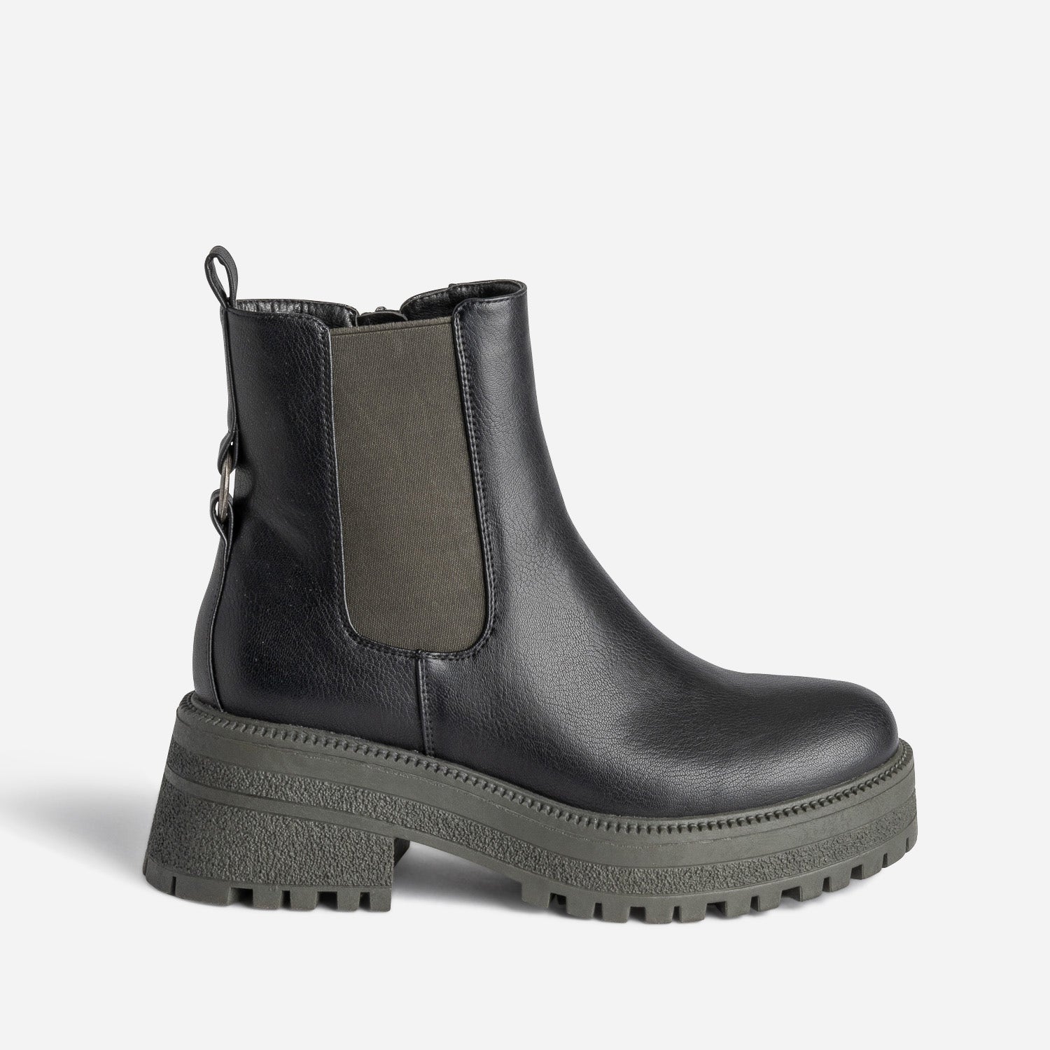 Chelsea boots TEXTO noir et kaki