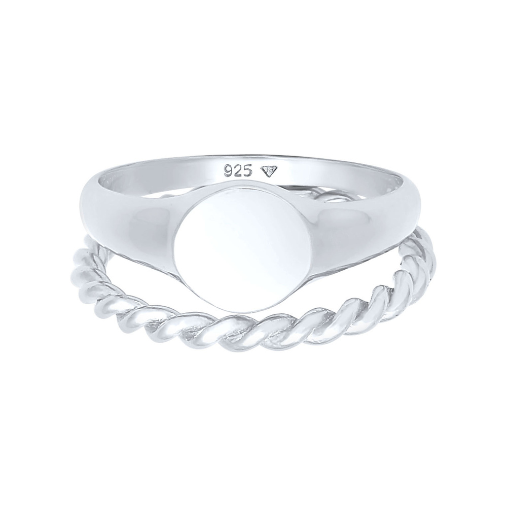 Elli Elli Bague Bague à chevalière pour dames Duo Basic Trend en argent 925 Bague