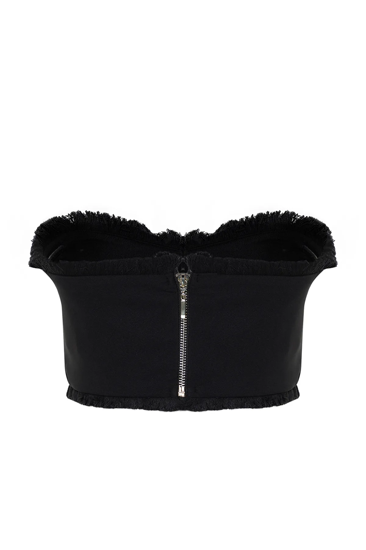 Trendyol Collection  Schwarzes, herzförmiges, kurzes Bustier mit Quasten TPRSS24BS00031