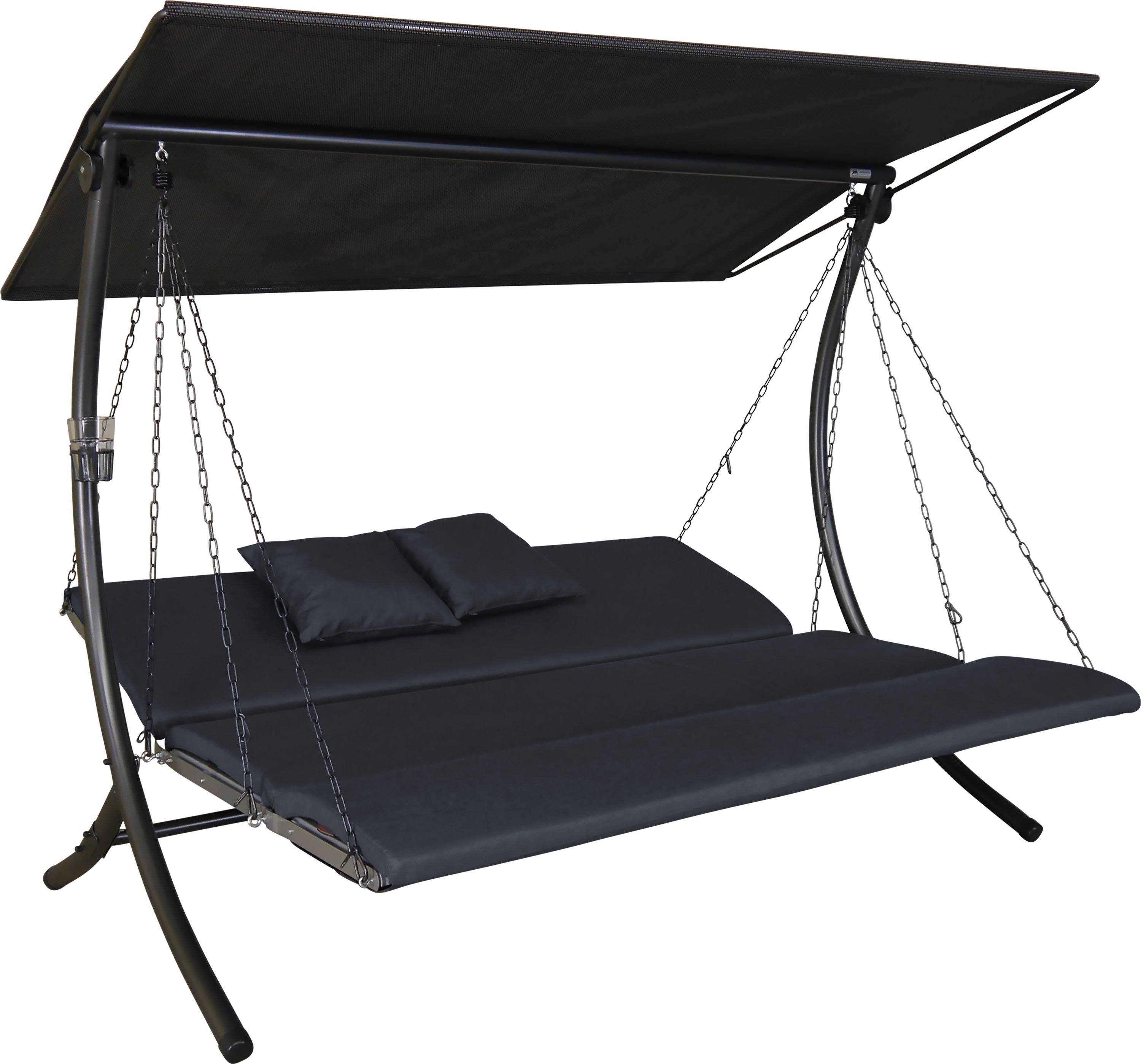 Angerer Freizeitmöbel Hollywoodschaukel Luxus Zip anthrazit, 3-Sitzer, Bettfunktion, BxTxH: 210x145x160 cm