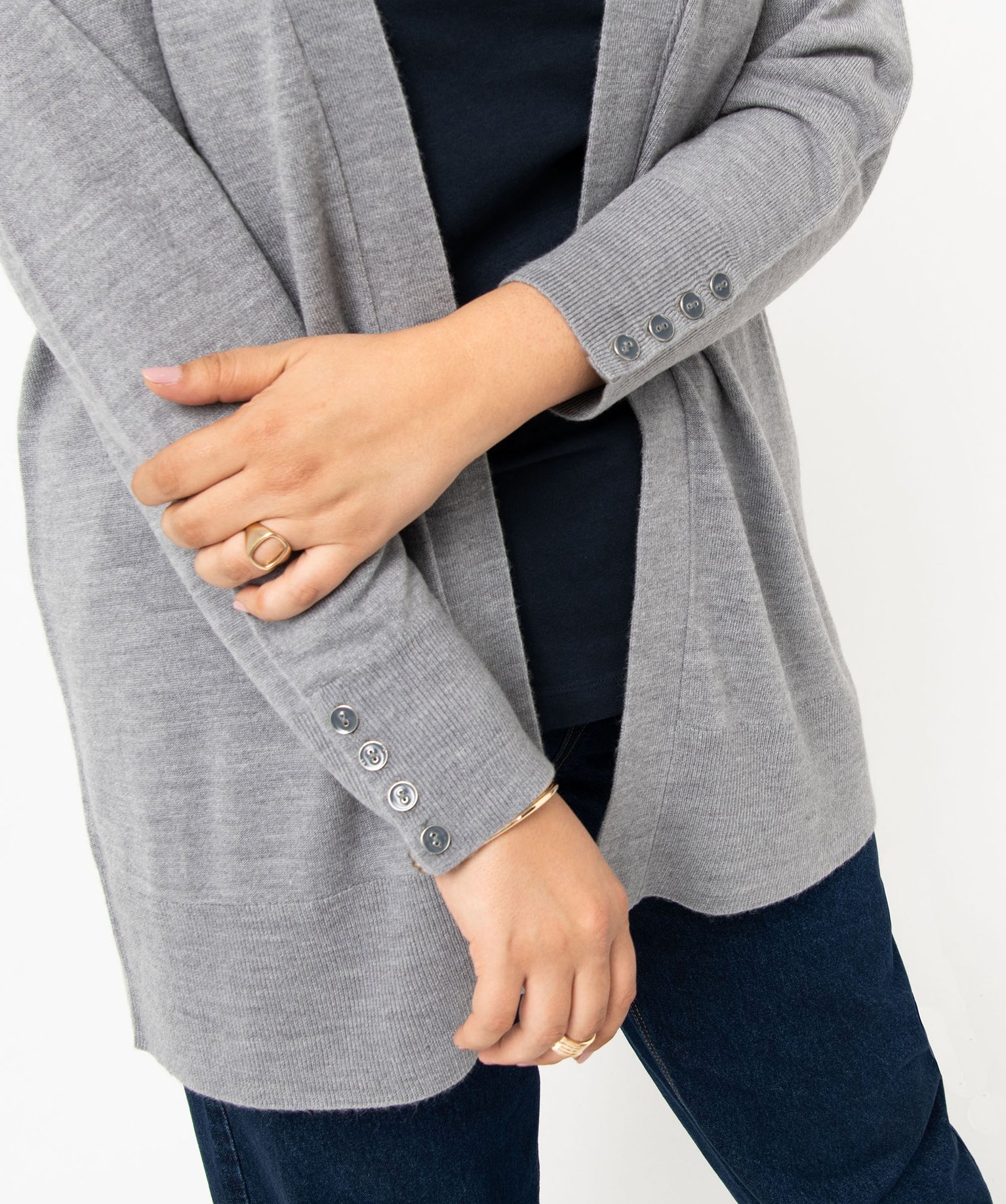 Gilet femme grande taille coupe longue gris | GEMO