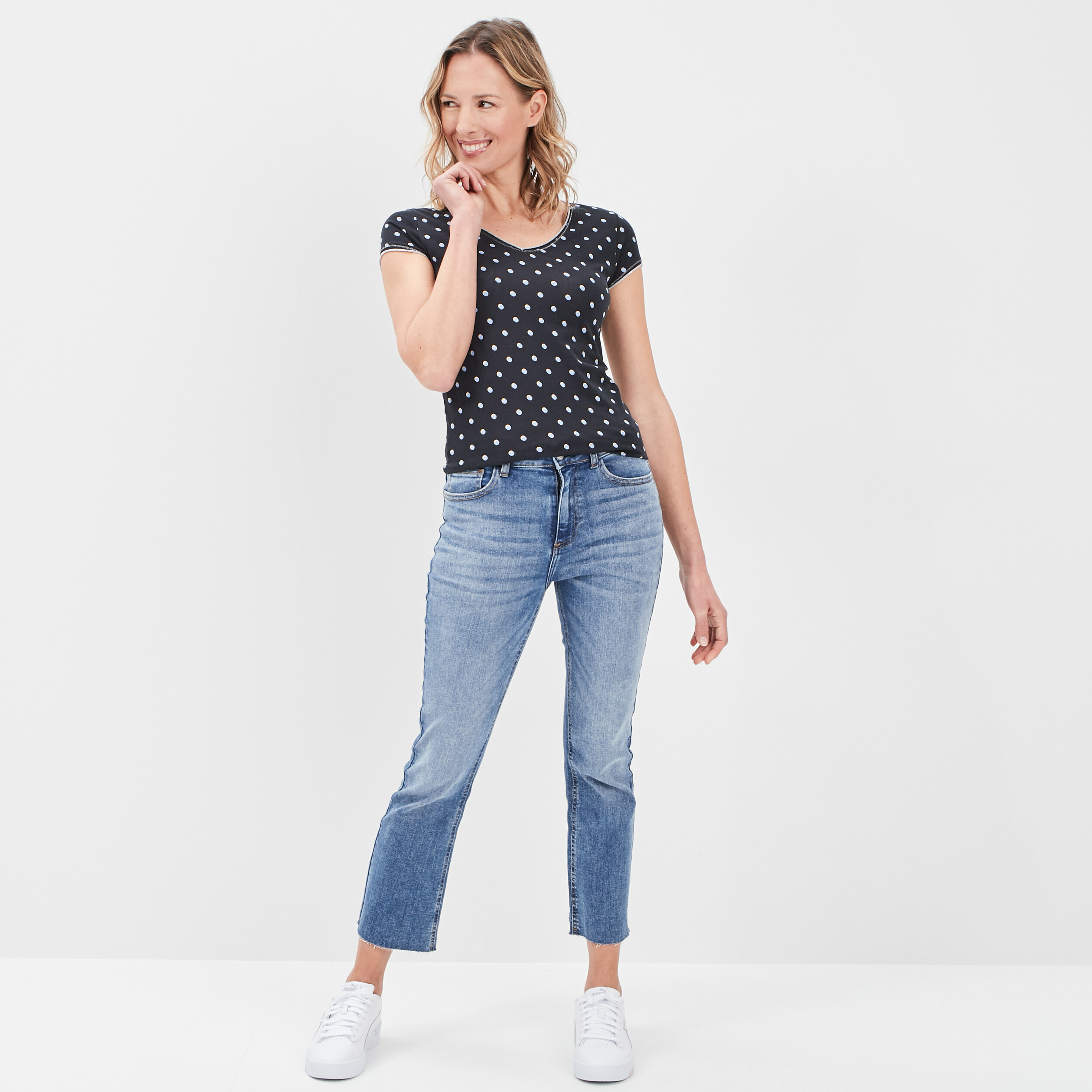 T-shirt manches courtes noir femme | La Halle