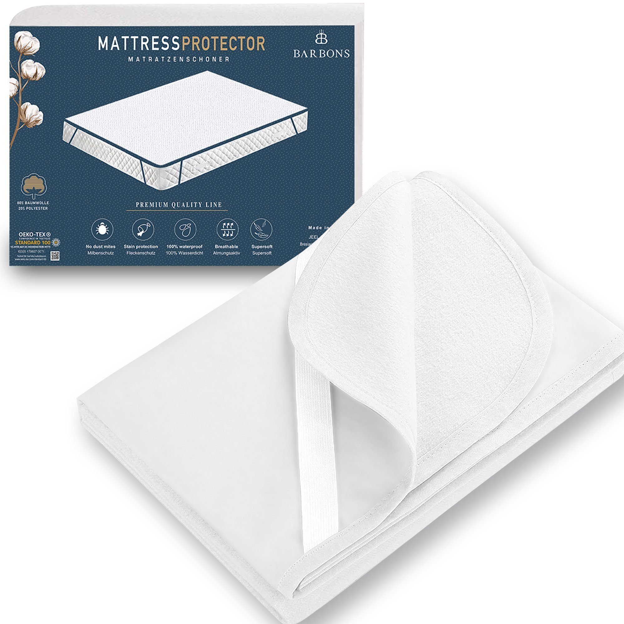 Matratzenschoner Matratzenauflage - Matratzenschutz in alle Größen Baumwolle BARBONS