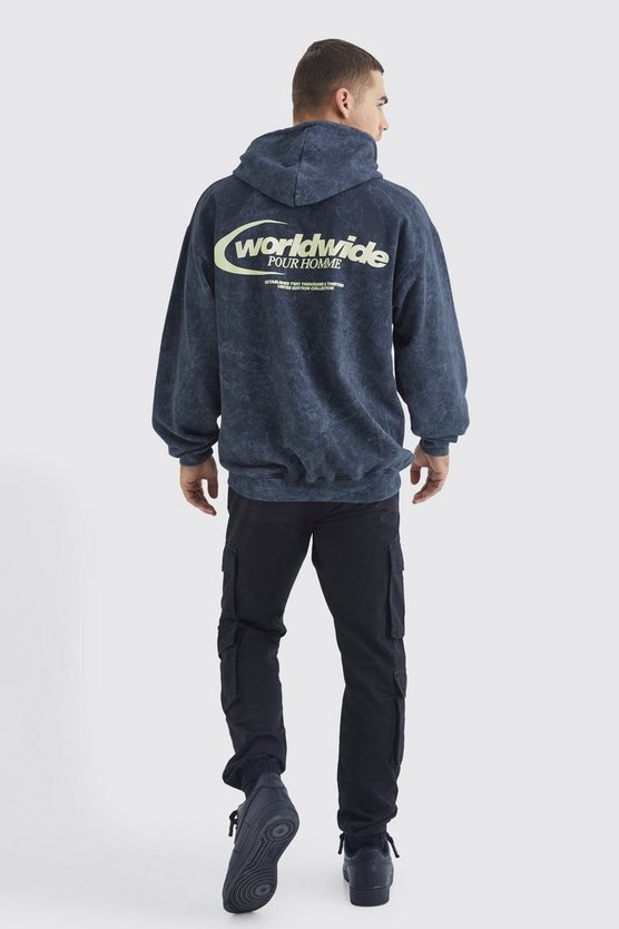 Oversize Hoodie mit Worldwide-Print