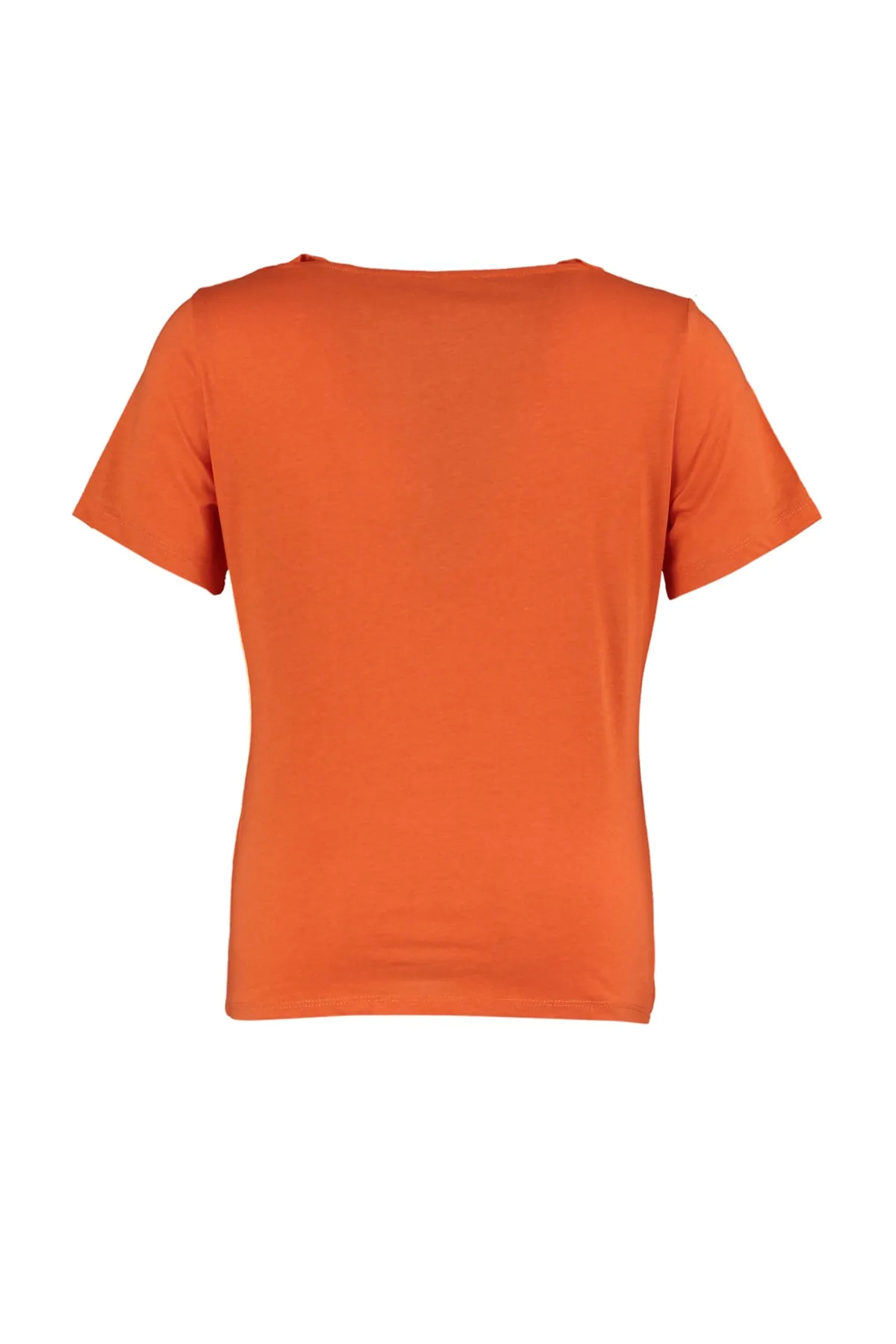 Trendyol Curve  Gestricktes T-Shirt mit orangefarbenem Fenster/Cut-Out-Detail TBSSS22BF00001