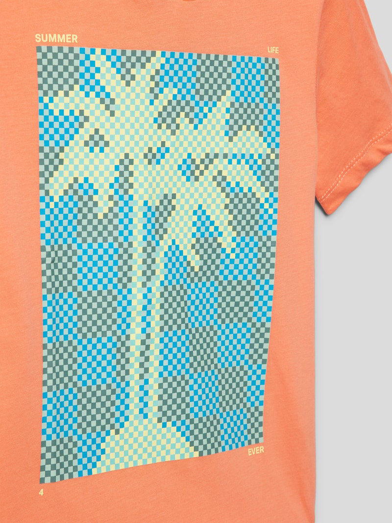 T-Shirt aus Baumwolle mit Motiv-Print in orange