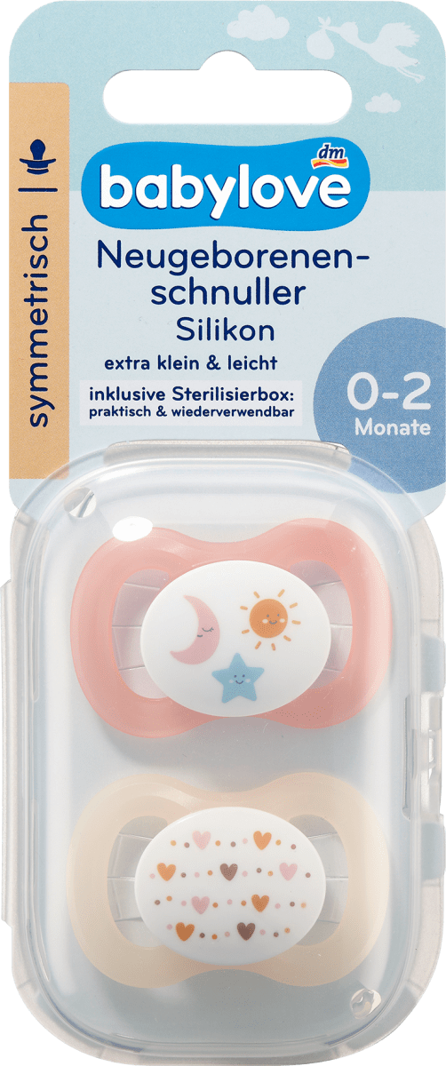 Schnuller für Neugeborene symmetrisch, Silikon, peach/creme, 0-2 Monate, 2 St
