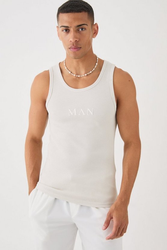 Slim-Fit Man Tanktop in Waffeloptik