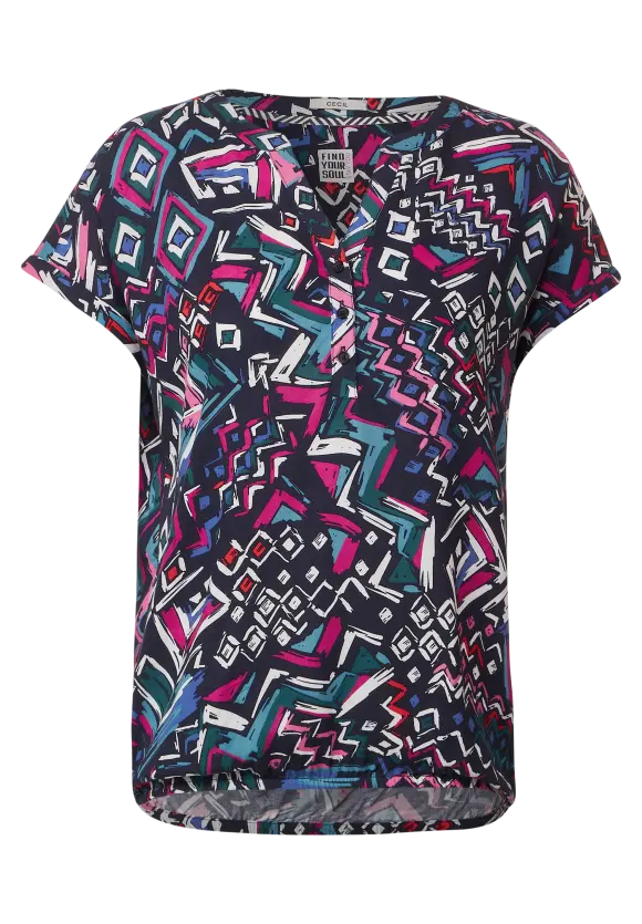 CECIL Printbluse mit Elastiksaum