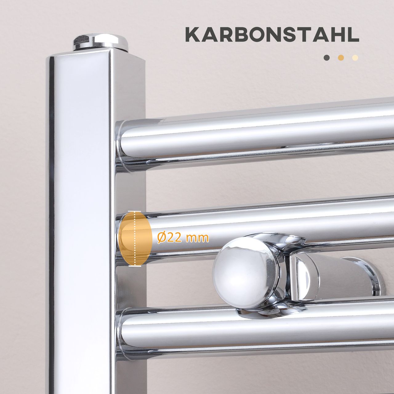 HOMCOM Handtuchheizkörper hydronische Handtuchwärmer Handtuchtrockner Badheizkörper 14 Heizstäbe Heizkörper für Badezimmer Wandmontage Kohlenstoffstahl Silber 600 x 800 mm