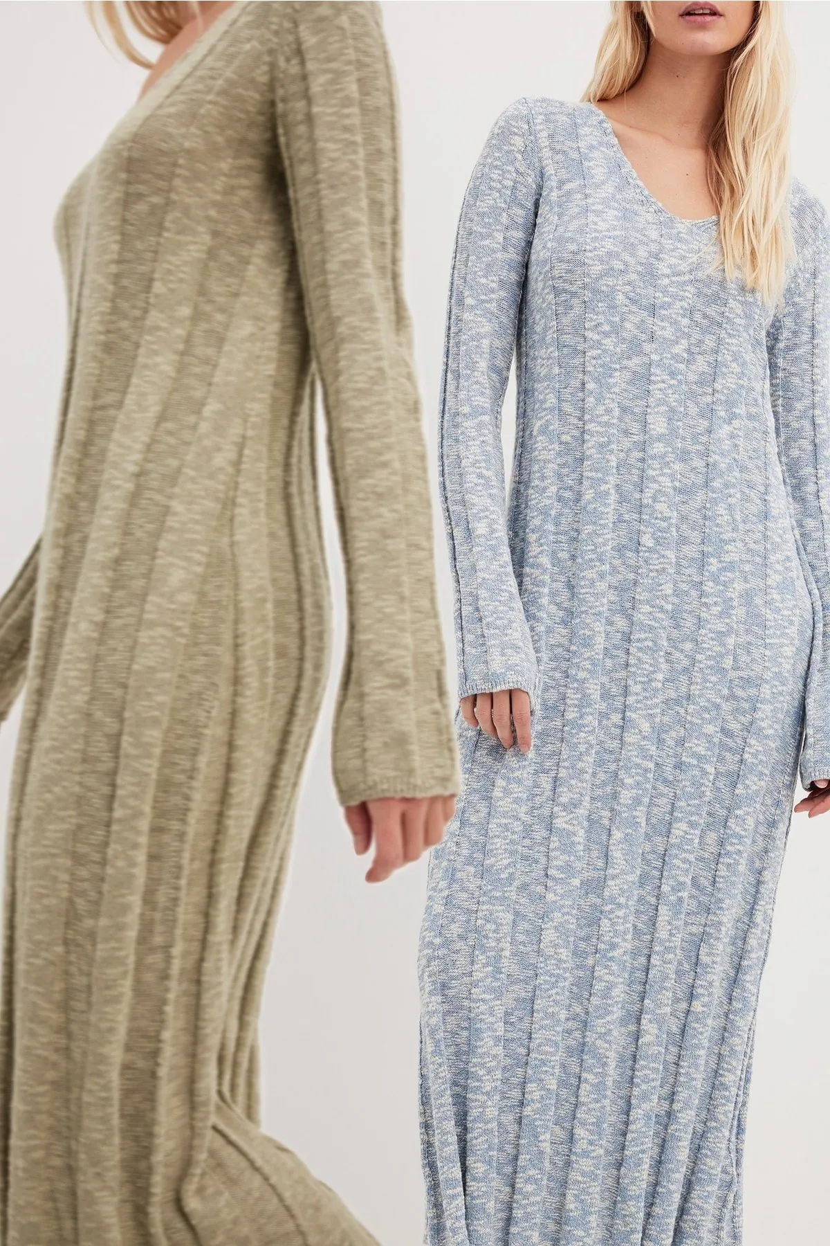 NA-KD  Gestricktes, weit geripptes Midikleid