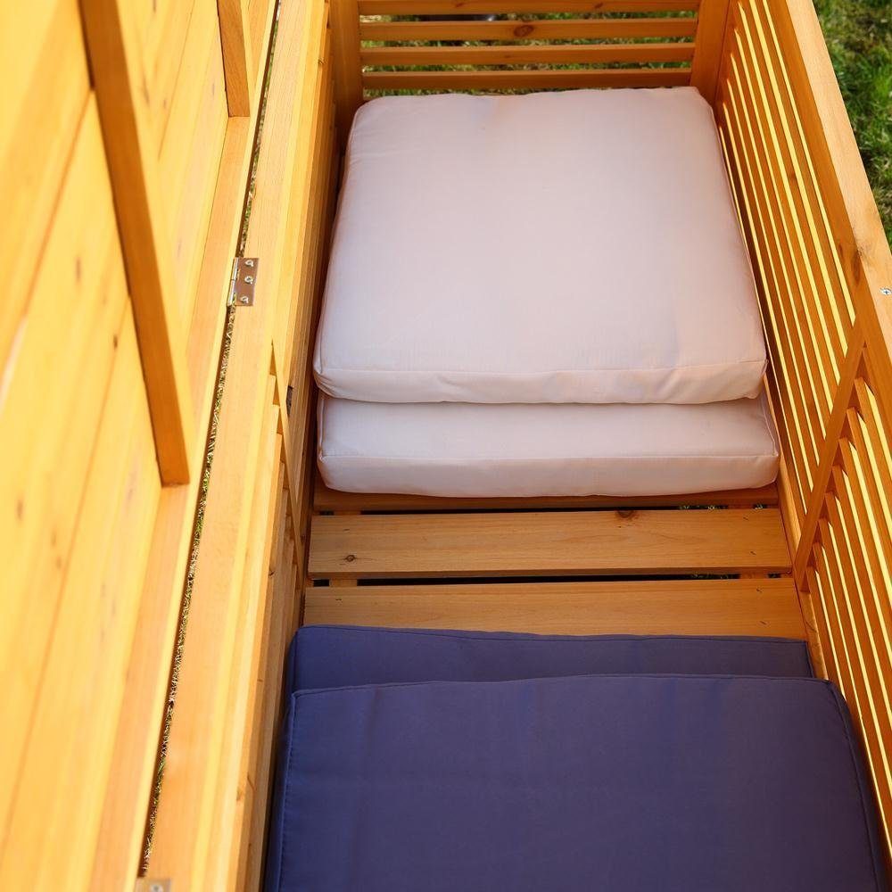 Melko Auflagenbox Auflagenbox Gartenbox Gartentruhe 140CM aus Holz Braun oder Weiß Kissenbox Holztruhe Aufbewahrungsbox Auflagenkiste (Stück), Imprägniert