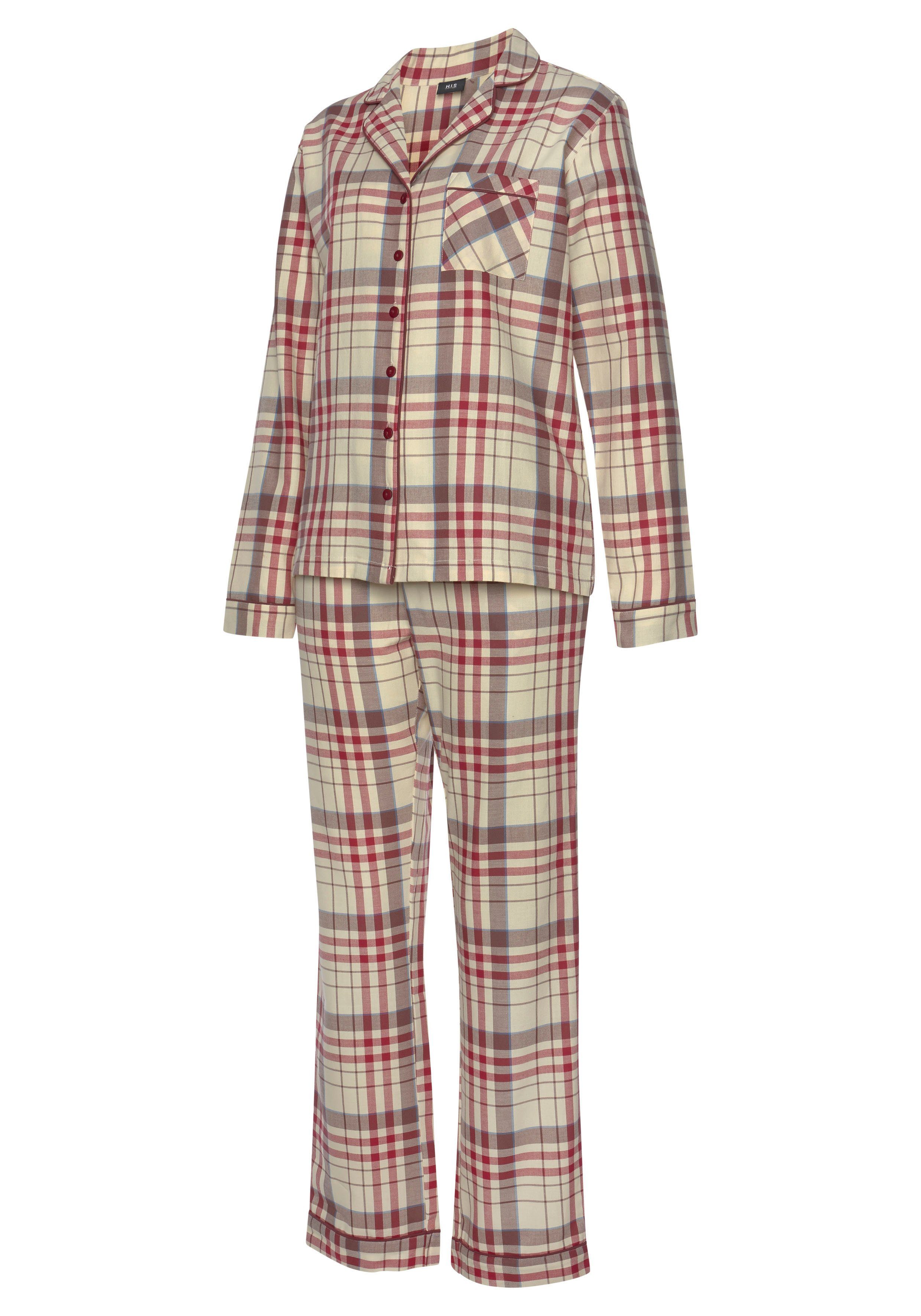 H.I.S Pyjama (Set, 2 tlg) aus Flanell mit Allover-Karomuster