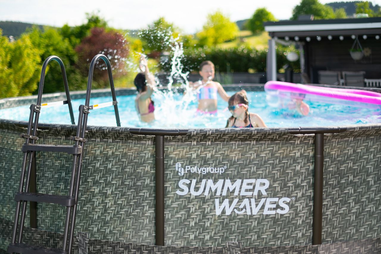 Summer Waves Active Pool Elite Pool Komplett-Set inkl. Filterpumpe & Poolcover Ø 488x122 cm rattan grau