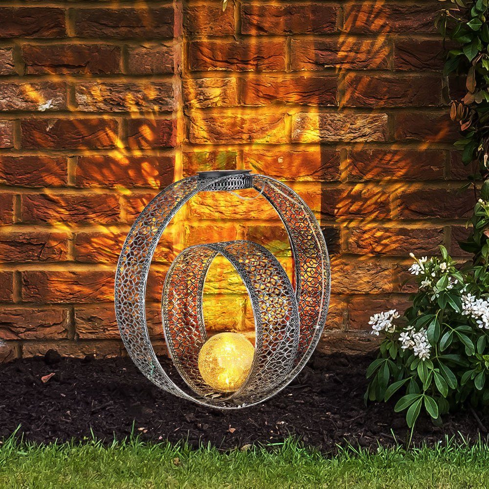 etc-shop LED Solarleuchte, LED-Leuchtmittel fest verbaut, Solarlampe orientalische Kugel Dekoleuchte