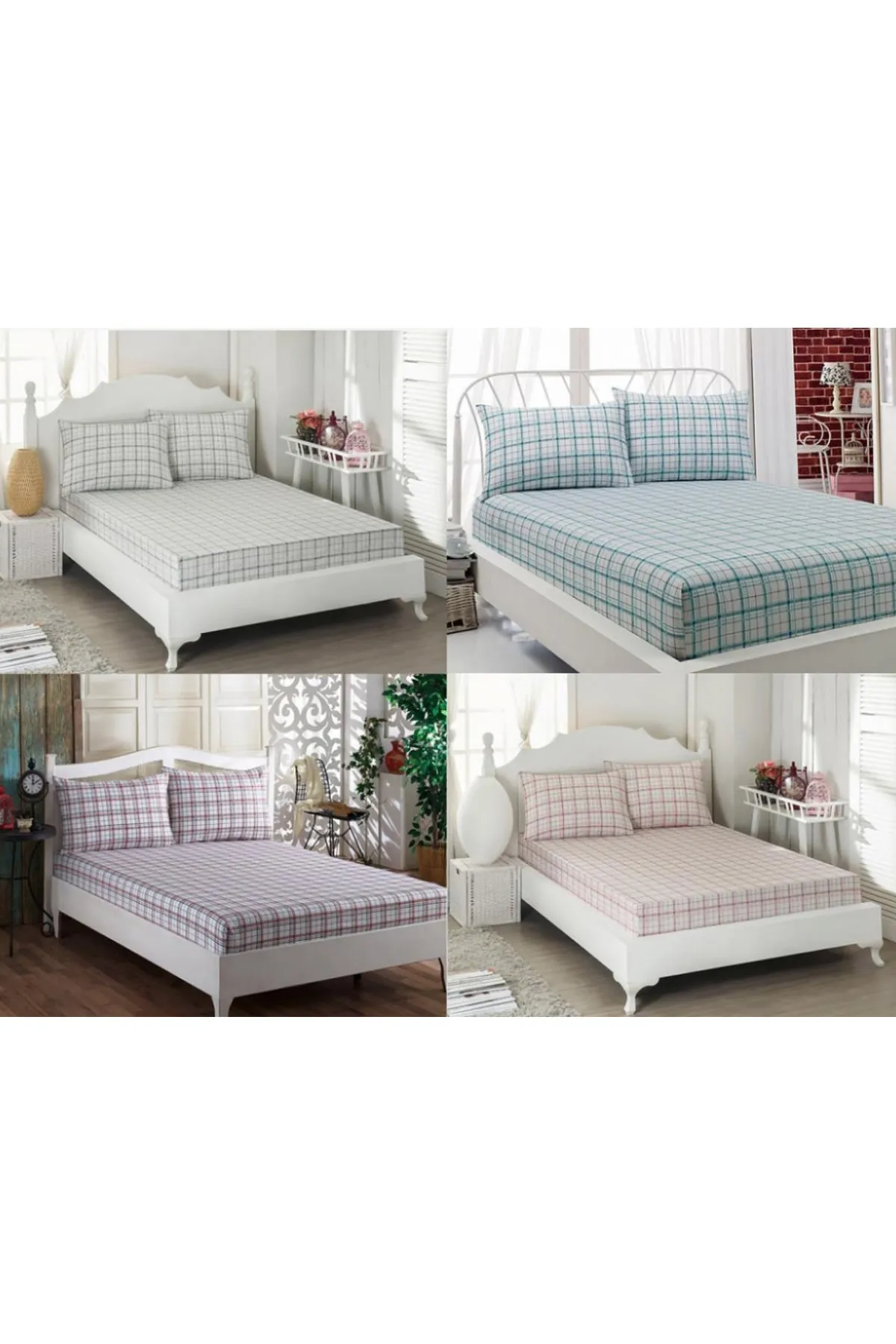 Çeyiz Diyarı  Einzelbettlaken-Set mit Karomuster – Grau