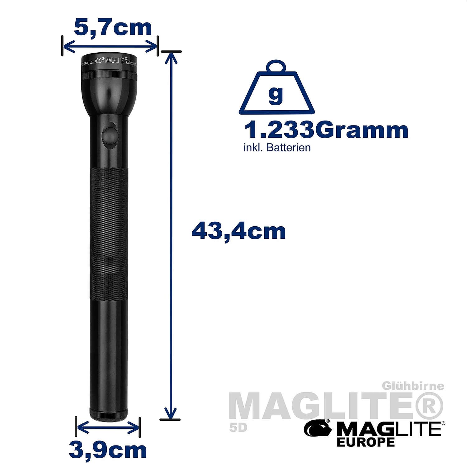 Classic Maglite 5D Xenon Taschenlampe