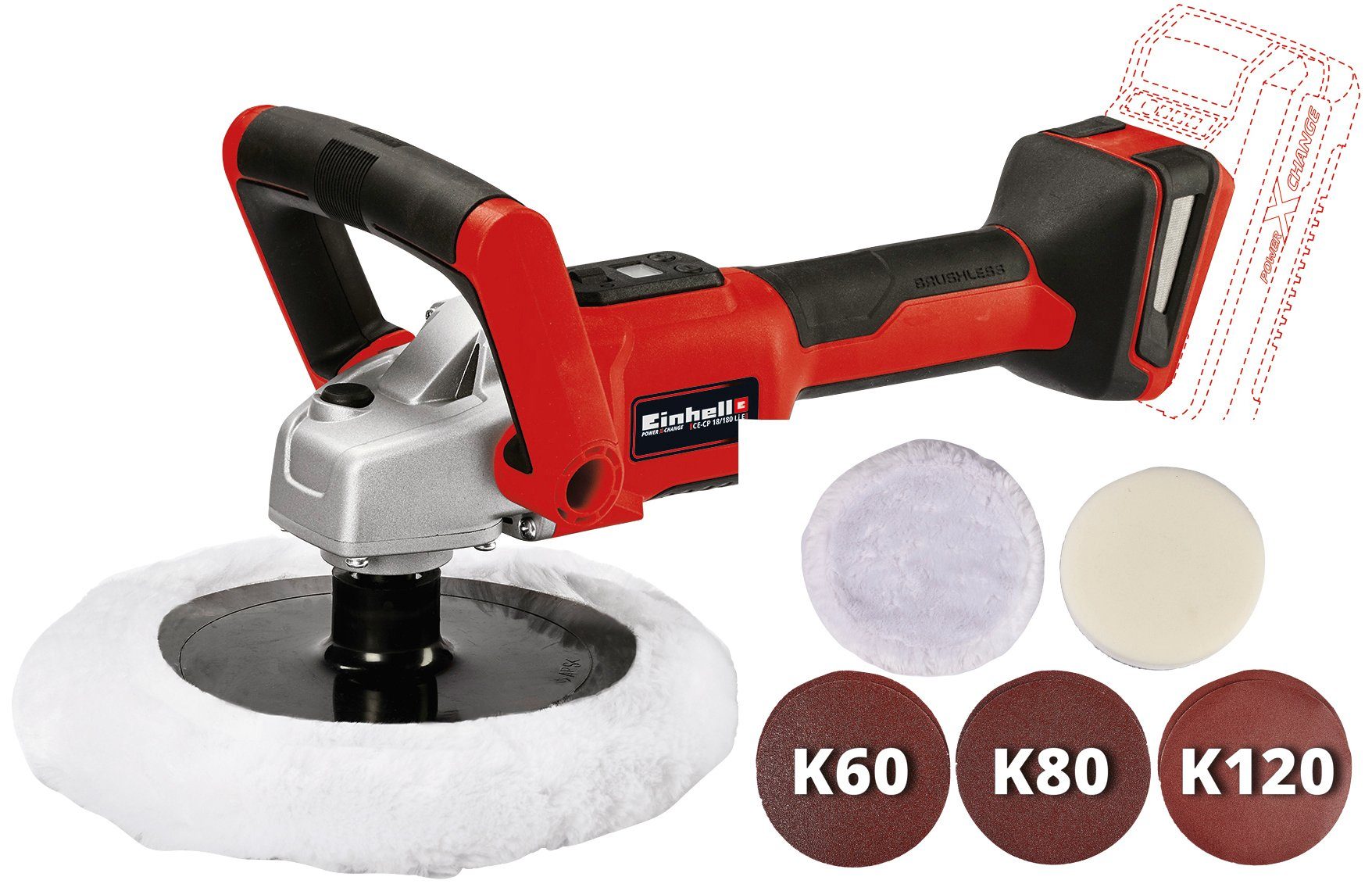 Einhell Akku-Poliermaschine CE-CP 18/180 Li E-Solo, Power X-Change, ohne Akku und Ladegerät