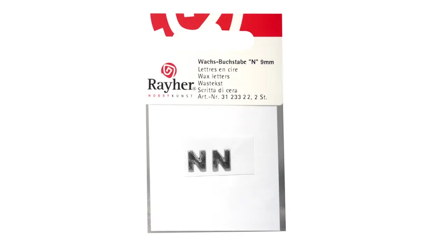 Rayher Wachsbuchstaben -N- silber 9mm 2Stück