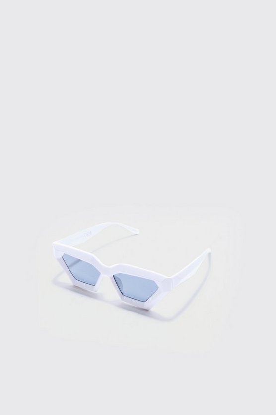 Klobige Plastik Sonnenbrille in Weiß