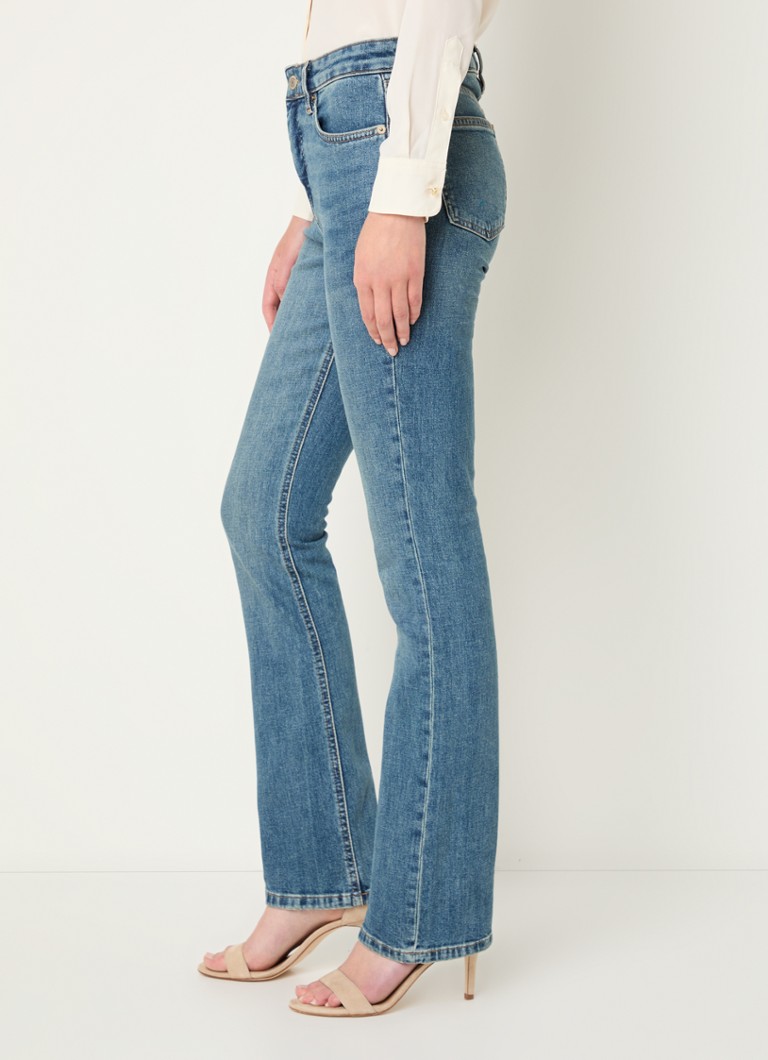 Blugi bootcut cu talie înaltă, decolorare medie