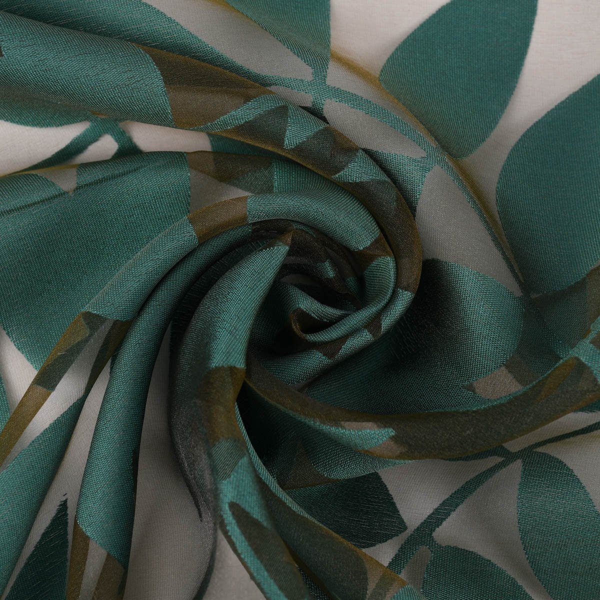 Meterware Rasch Textil Stores Ausbrenner Sri Lanka Blätter petrol bronze 300cm, halbtransparent, Viskose, überbreit