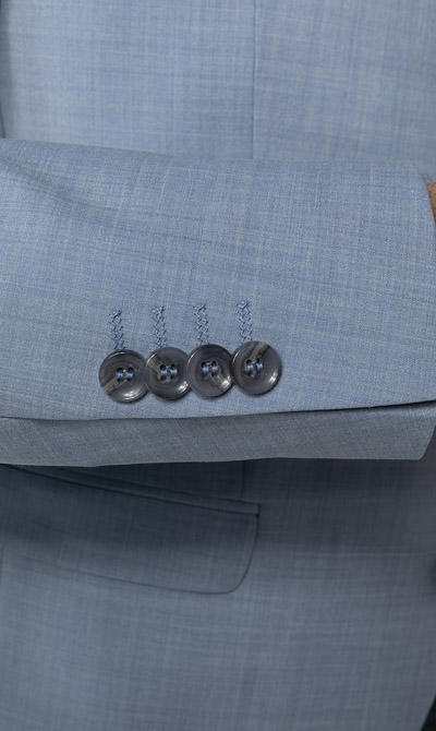 CINQUE, Anzug Cimonopoli mit Weste, Super Slim Fit, Schurwoll-Stretch, hellblau meliert