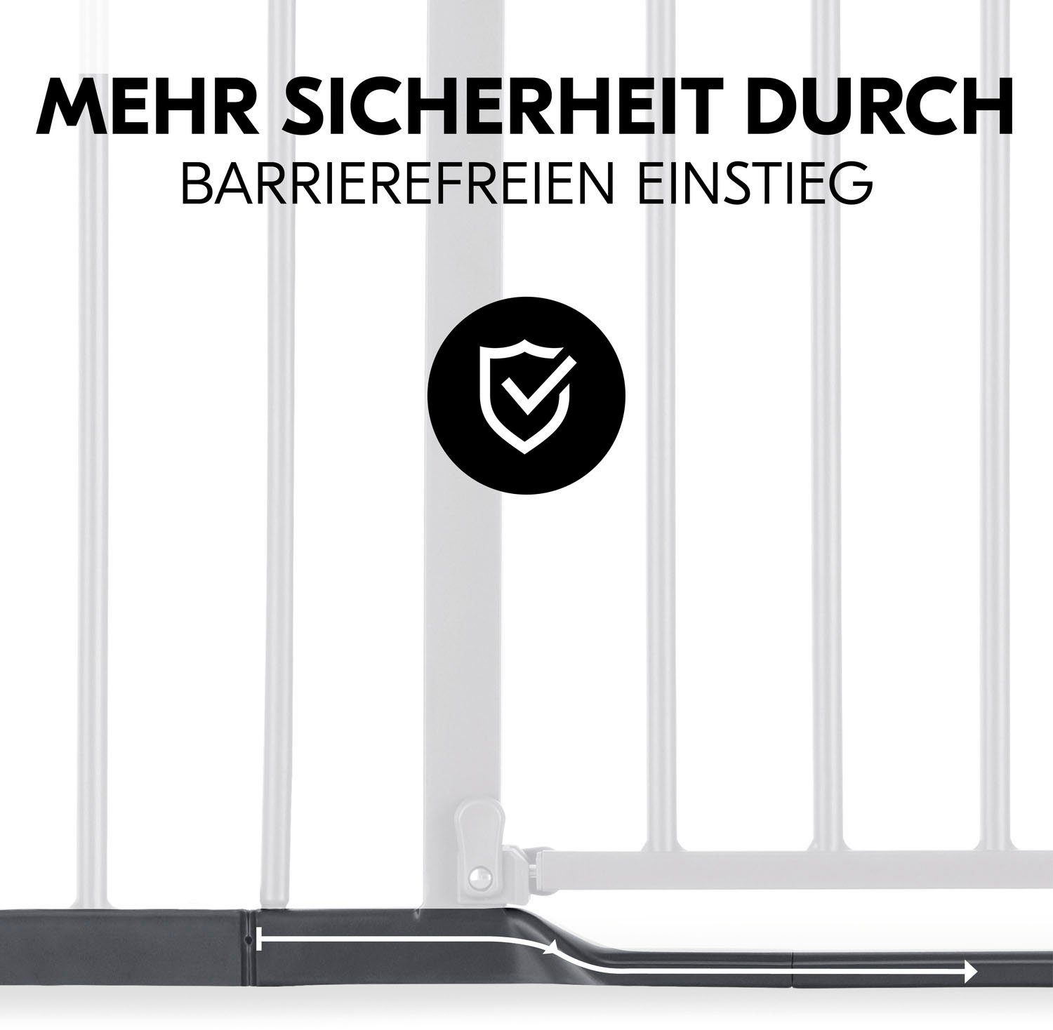 Hauck Türschutzgitter Clear Step Autoclose 2 Set + 9cm, Dark Grey, auch als Treppenschutzgitter verwendbar