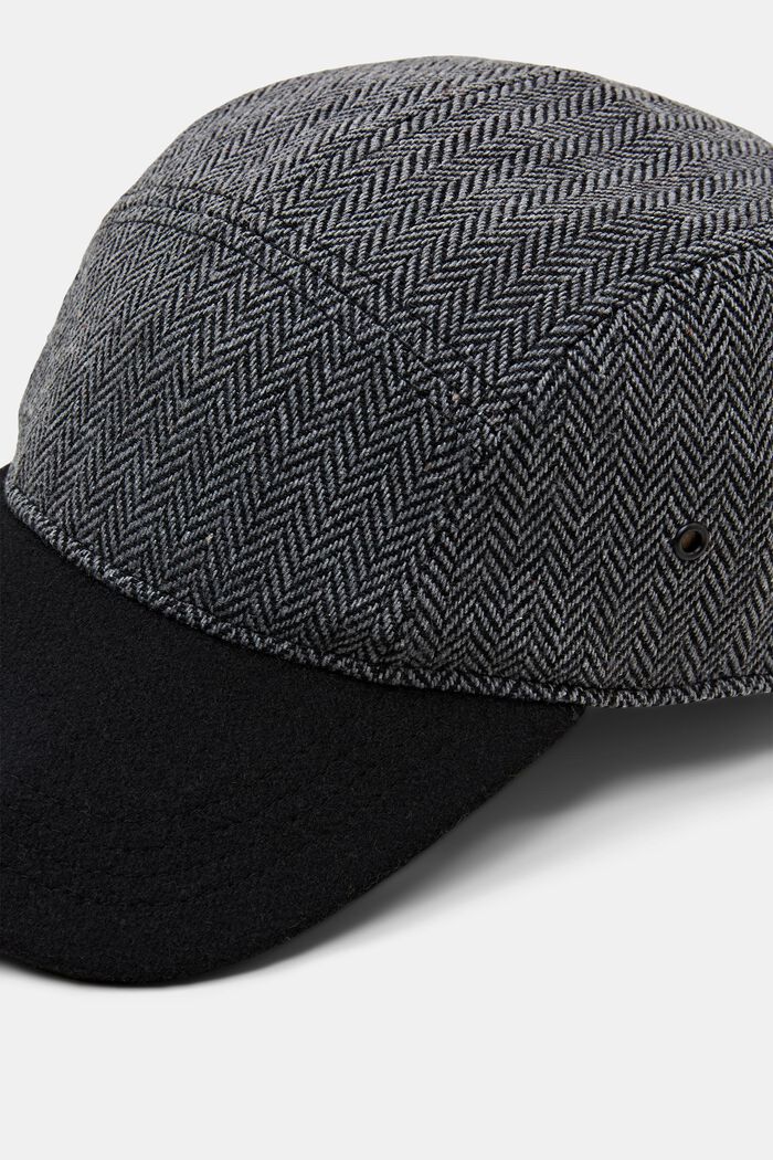 Cap aus Wollmix im Herringbone-Design