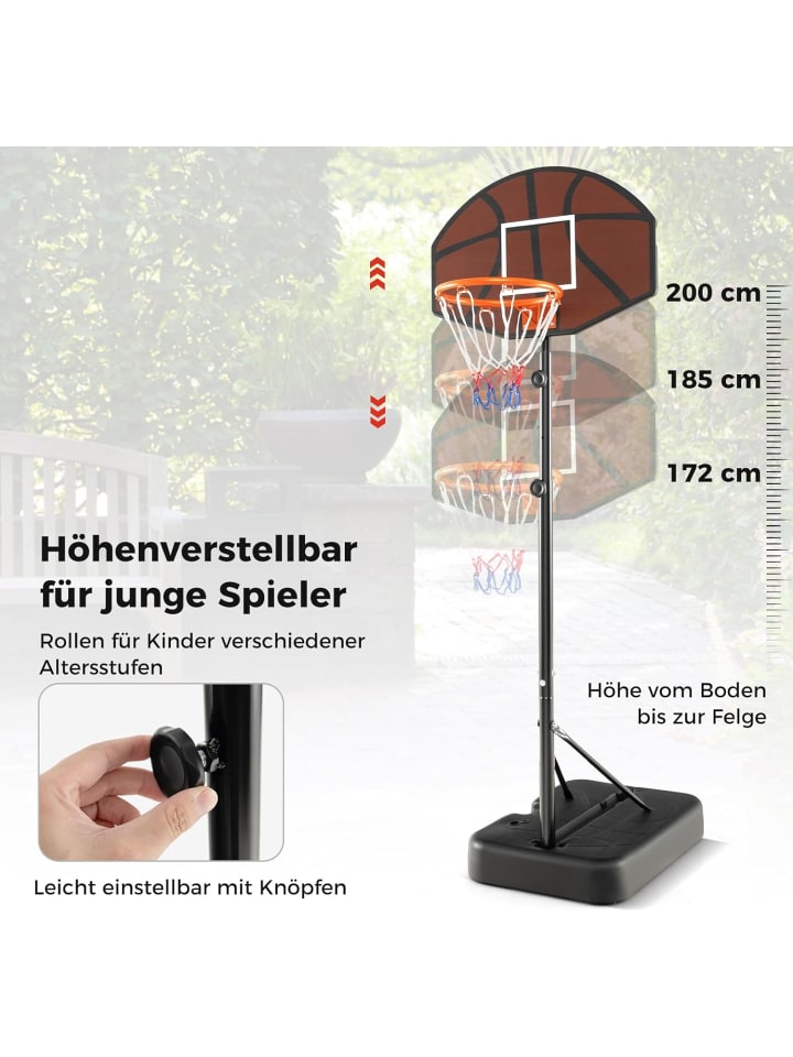 COSTWAY Basketballkorbständer outdoor 172-200cm in Schwarz günstig kaufen onesize