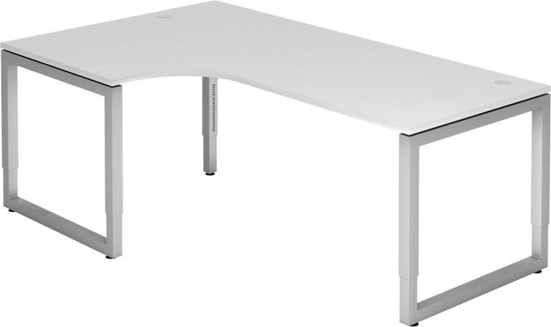 Hammerbacher R Serie Schreibtisch Rechteckig Holz Silber Wangen-Fuß 1.200 x 2.000 x 650-850 mm