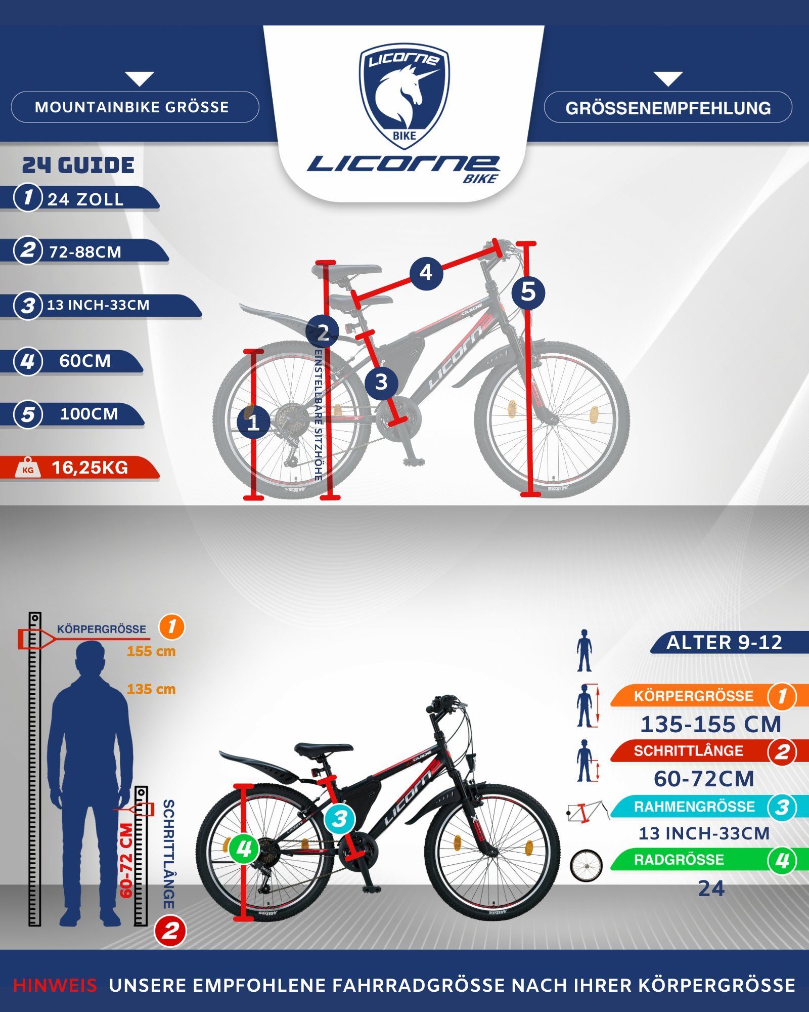 Licorne Bike Mountainbike Licorne Bike Guide Premium Mountainbike in 20, 24 und 26 Zoll
