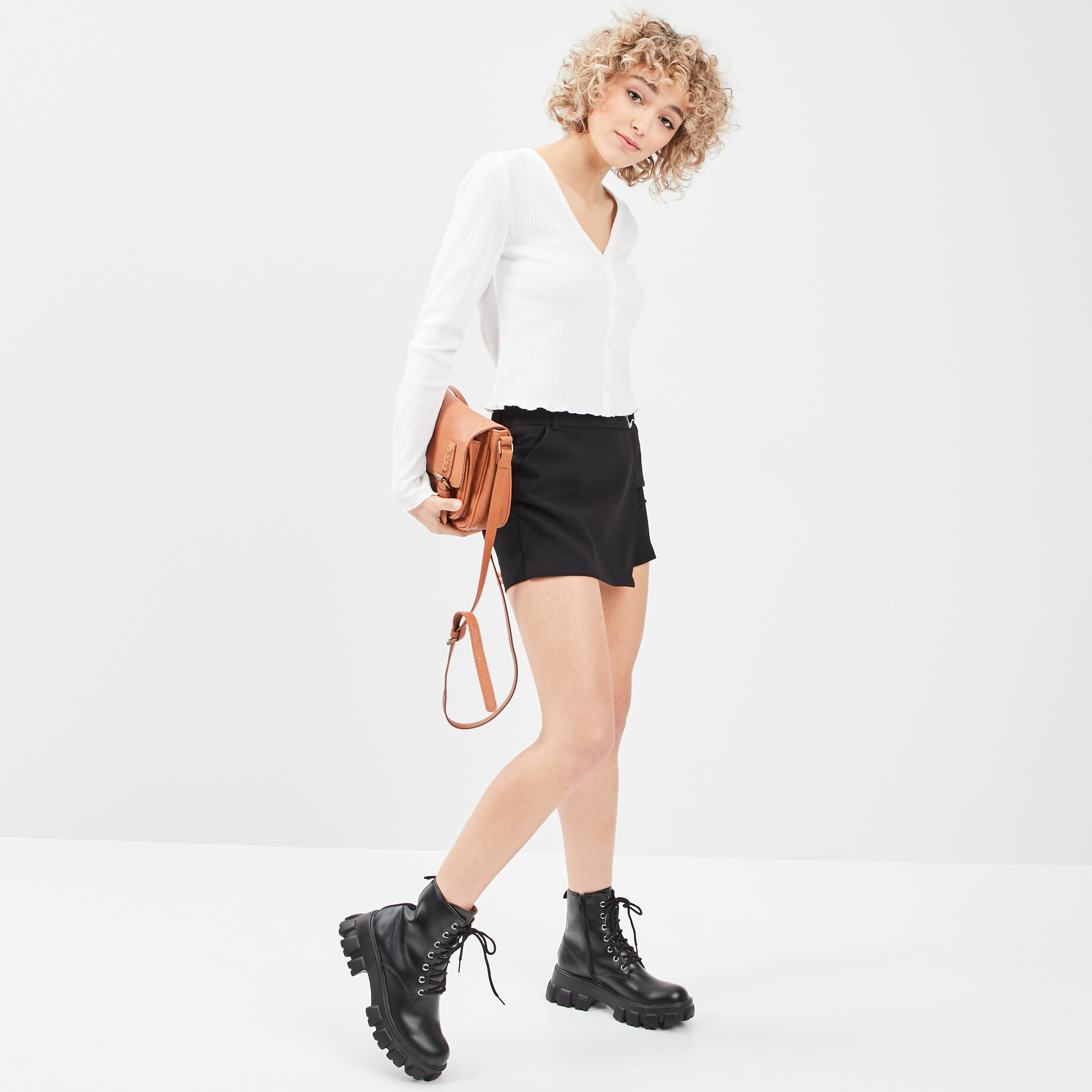 Jupe droite avec boucle noir femme | La Halle
