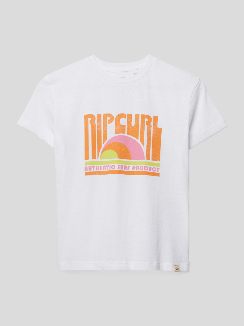 T-Shirt mit Label-Print in offwhite
