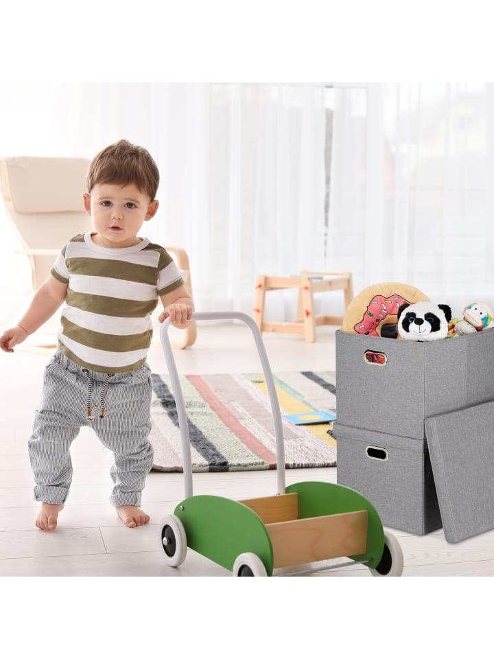 relaxdays 4x Aufbewahrungsbox in Grau - (B)43 x (H)34 x (T)43 cm günstig kaufen onesize