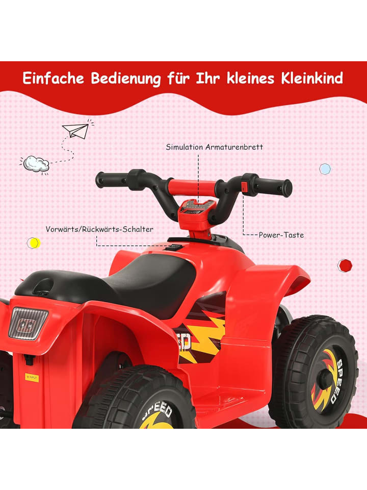 COSTWAY 6V Elektro Quad ab 3 Jahren in Rot günstig kaufen 40 cm