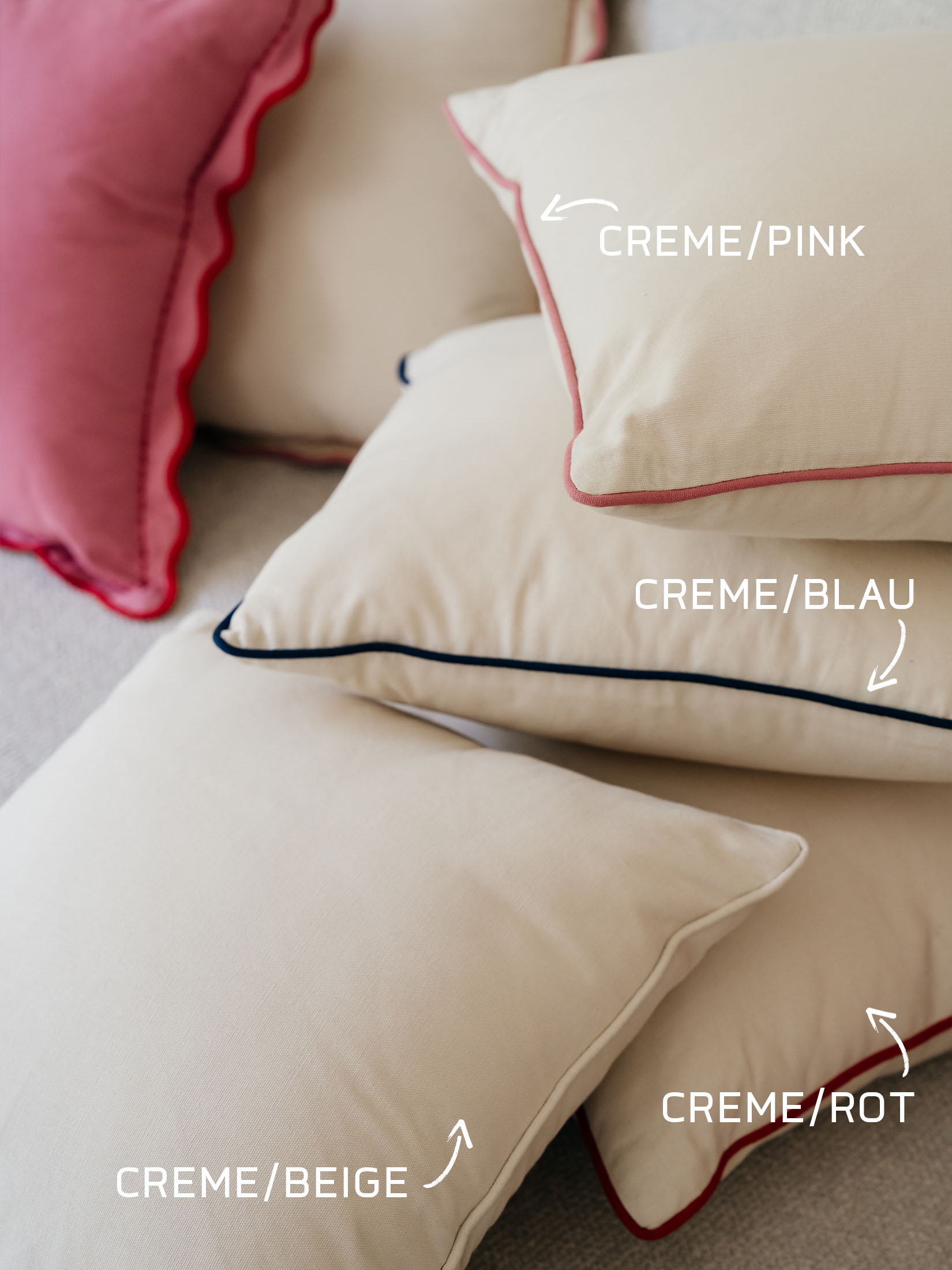 Nova Kissen, Creme/Pink