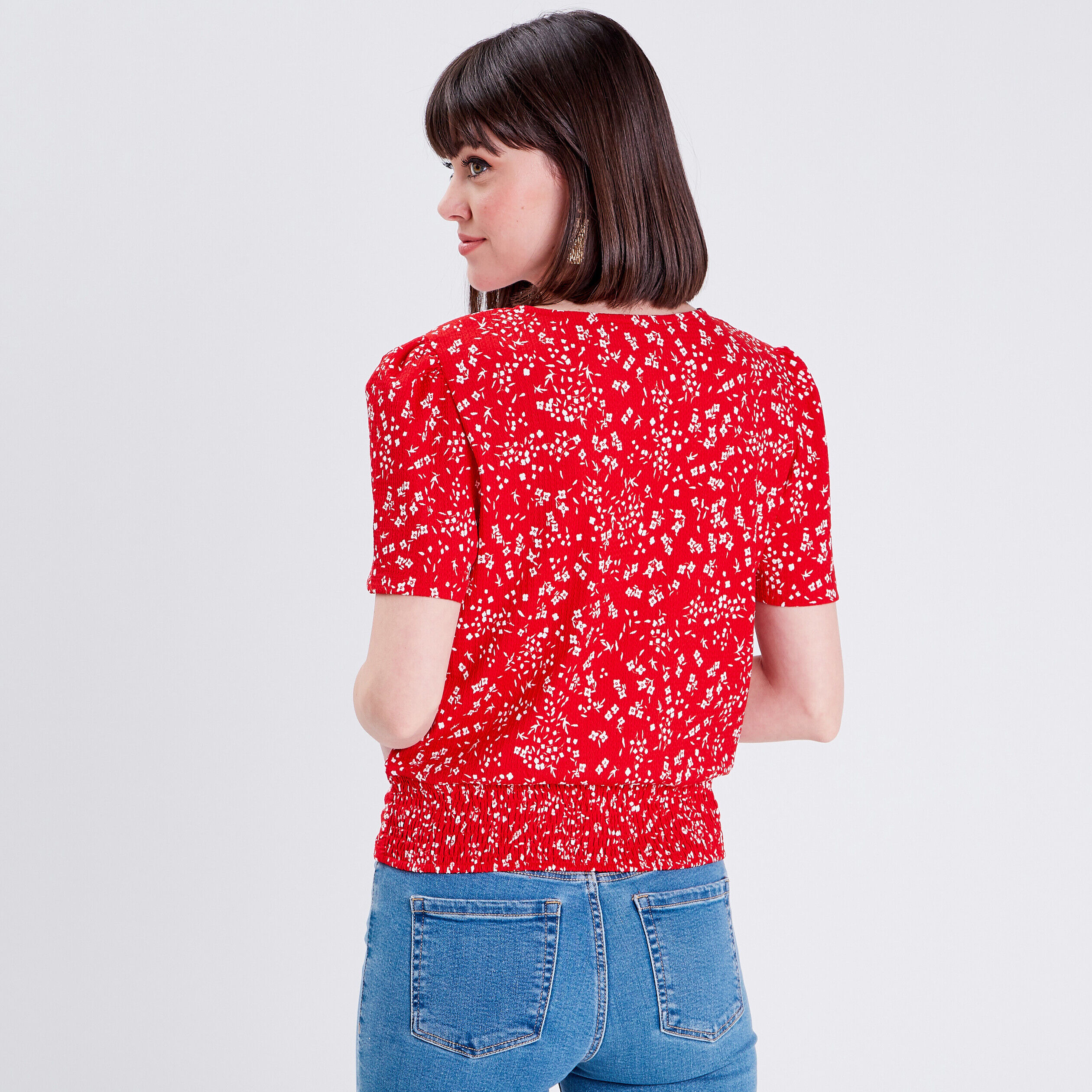 Blouse manches courtes rouge femme | Cache Cache