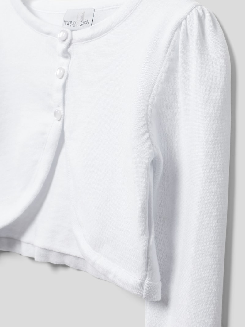 Cropped Strickjacke mit Rundhalsausschnitt in weiß
