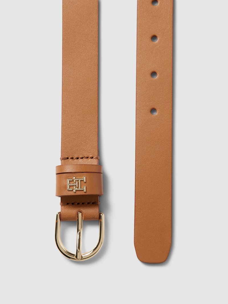 Gürtel mit Label-Applikation in metallic Modell 'TIMELESS' in cognac