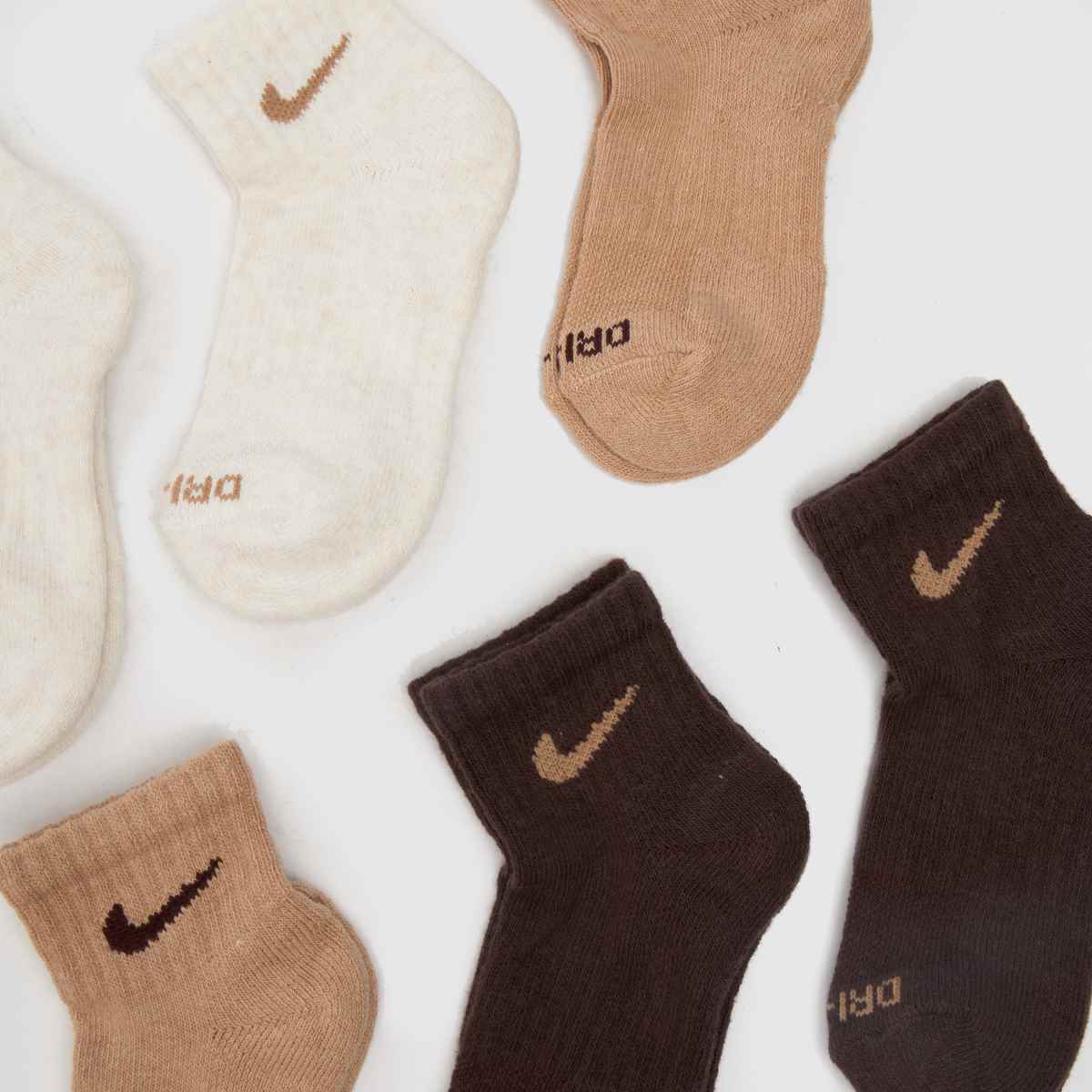 Nike bruna multifärgade basic ankelstrumpor för barn 6-pack