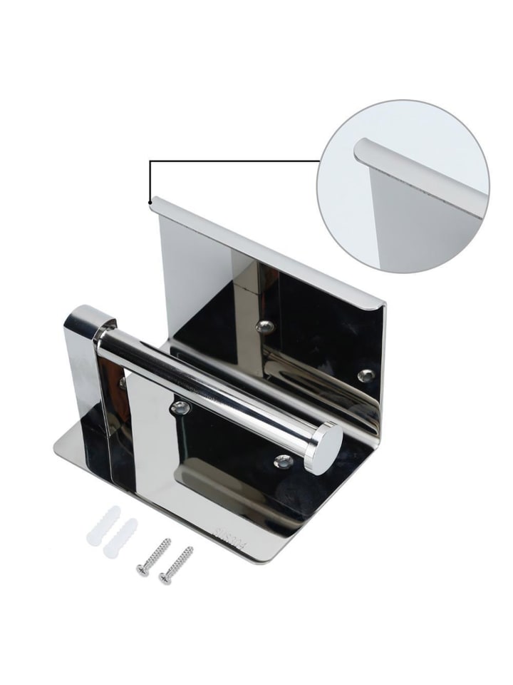 Intirilife Toilettenpapierhalter mit Ablage zum Bohren in SILBER günstig kaufen onesize